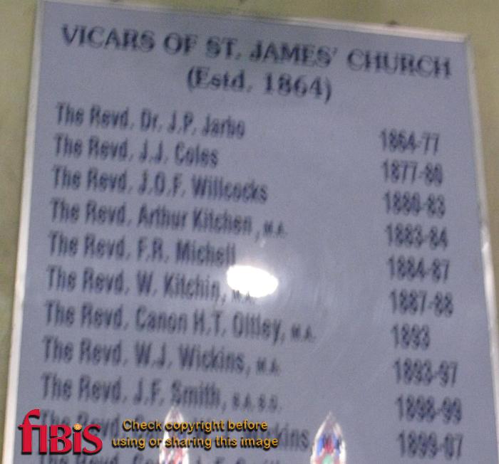 Earliest Vicars of St James Church, Calcutta