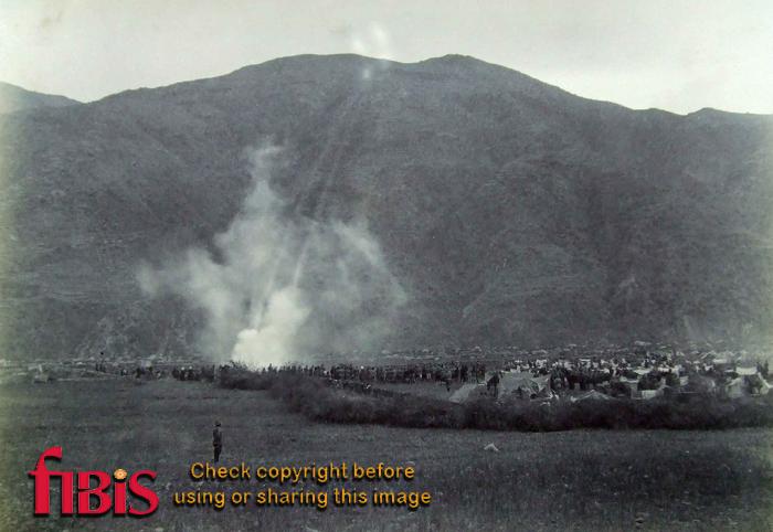 Artillery action shelling the village of Diliari Black Mtn Exp 1891.jpg