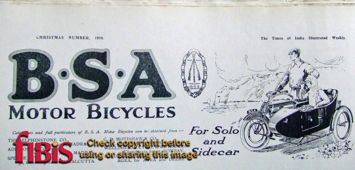 BSA Motor Bicycles Advertisement 1918