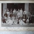Presidency v Parsees Bombay 1900	"Back row: Markham -Hon Secretary, Bosworth-Smith (CS), Bond (RFA), Kharas, Welman- umpire (Shropshires), Sale (CS), Col. Morse - scorer. 3rd row: Drysdale (Shropshires), Billimoria, Browne (Bom Inf), Mistry, Wood (ADC). 2
