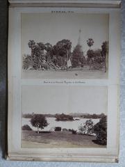 "Burmah 1899. Burmese Houses, Pagoda in distance."	