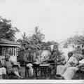 Group of people relaxing in a garden