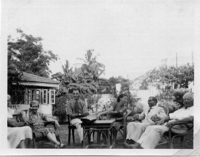 Group of people relaxing in a garden