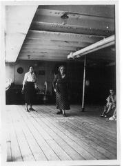 Lillian Gillham (nee Burns) and woman playing deck coits