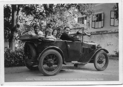 Michael, Derrick, Alice and Freddie Cartner in a car