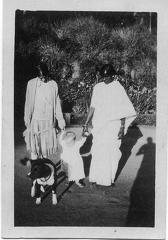 Two ladies, child and dog
