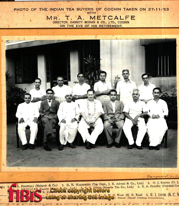 India Tea Buyers of Cochin with Mr Metcalfe on the eve of his retirement