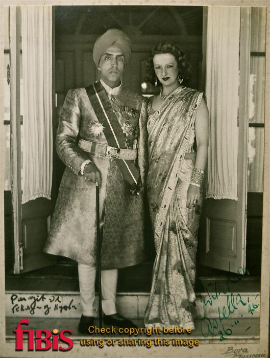 Maharaja Paramjit Singh, Tikka Raja, and Maharani Narindar Kaur (Stella Mudge) of Karputhala