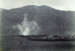 Artillery action shelling the village of Diliari Black Mtn Exp 