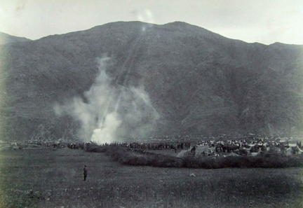 Artillery action shelling the village of Diliari Black Mtn Exp 
