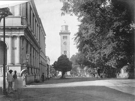 Clock Tower from Upper End of Queen Street, Colombo, Ceylon