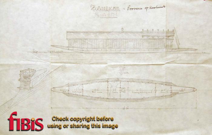 Plan for Houseboat, Kashmir ca 1910