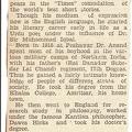 Undated newspaper clipping announcing the return of Mulk Raj Anand