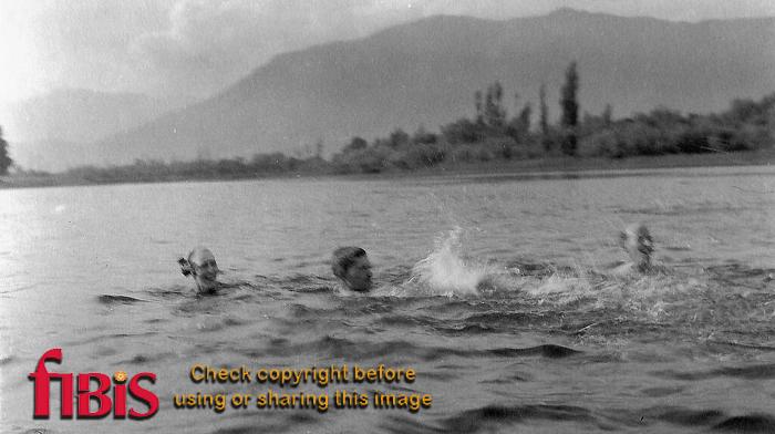 Bathing in one of the lakes in Srinagar 1930s