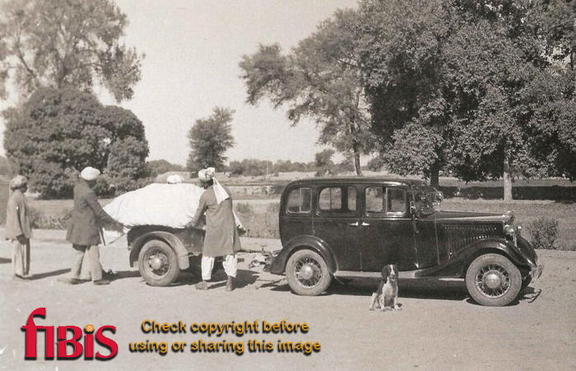Vauxhall Light Six and trailer, Multan, Pakistan January 1936