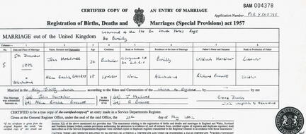 Mortimer, Bassett Marriage 1882