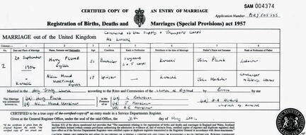 Mortimer, Plumb Marriage 1904