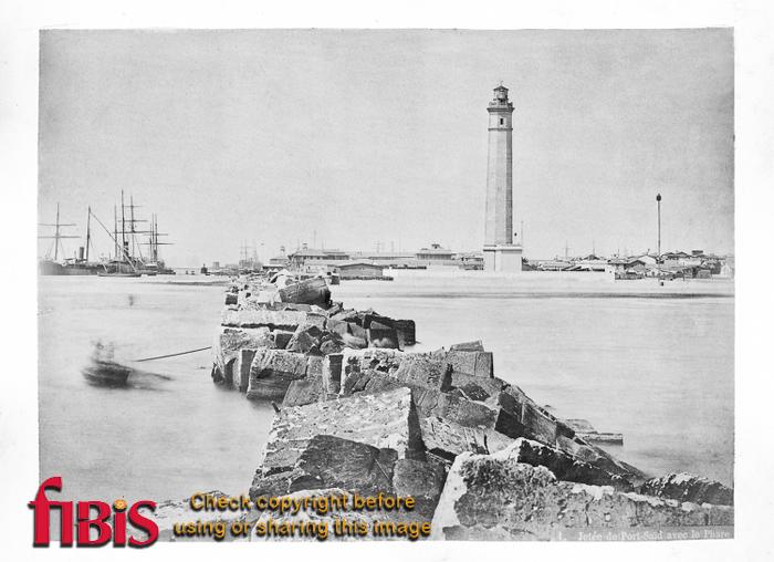1879 Jan Egypt - Port Said Breakwater and Lighthouse.jpg