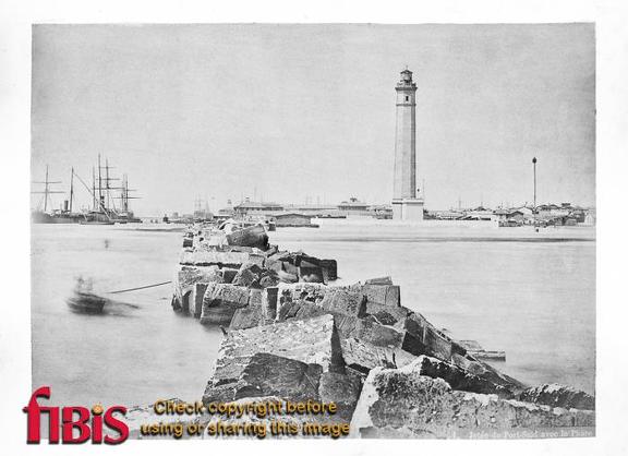 1879 January Egypt - Port Said Breakwater and Lighthouse