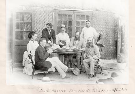 Group portrait afternoon tea. Shrublands Mt Aboo 1872
