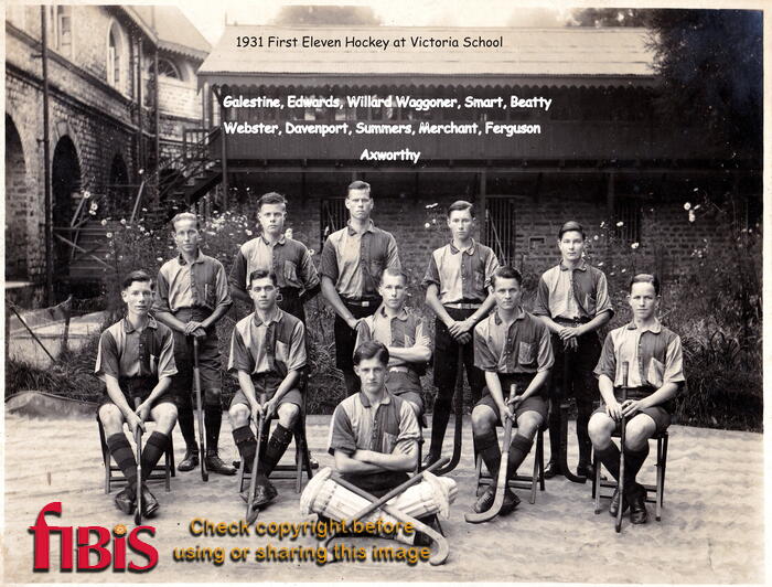 FA5 1931 Galestine, Edwards, Willard, Waggoner, Smart, Beatty, Webster, Davenport, Summers, Merchant, Ferguson, Axworthy, First  Eleven Hockey