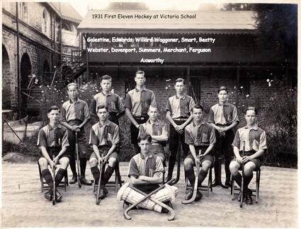 FA5 1931 Galestine, Edwards, Willard, Waggoner, Smart, Beatty, Webster, Davenport, Summers, Merchant, Ferguson, Axworthy, First  Eleven Hockey