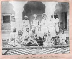 Group photograph of Maharajah Tukht Singh & sons & eunuchs